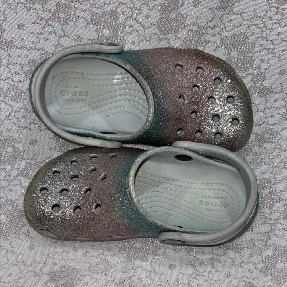 CROCS Silver and Brown Sandals with Metallic‎ Finish